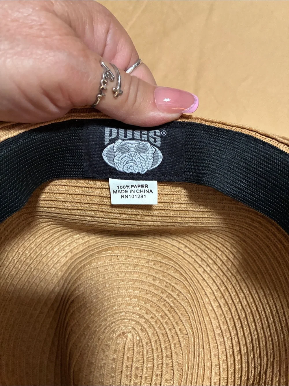 Tan Straw Fedora Hat with Dark Brown Band
